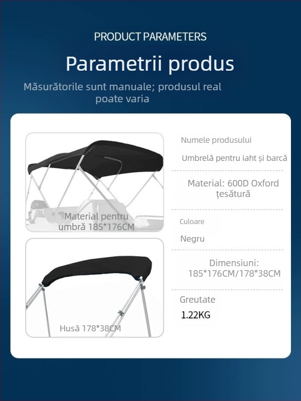 Copertină de ploaie pliabilă portabilă 600D Oxford stofă pentru caiac, iaht, turism, barcă, copertină, barcă de pescuit, șopron, barcă de asalt
