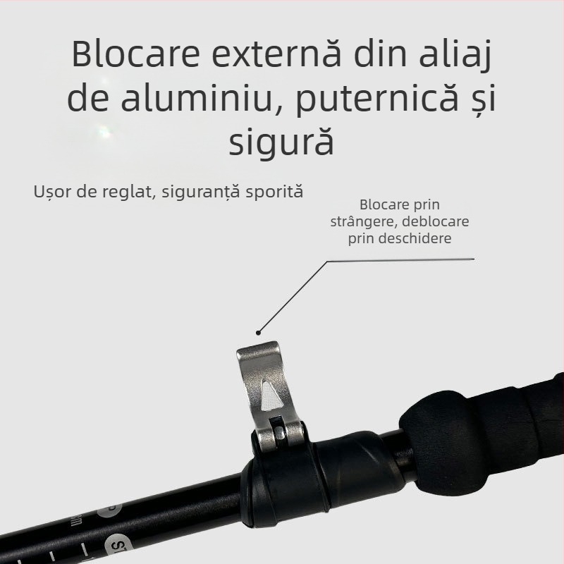 Bețe de trekking din aliaj de aluminiu 7075, bețe de mers pe jos, bastoane de mers pe jos, cu blocare externă, pentru călătorii în aer liber, pliabile cu cinci secțiuni, bețe de drumeție