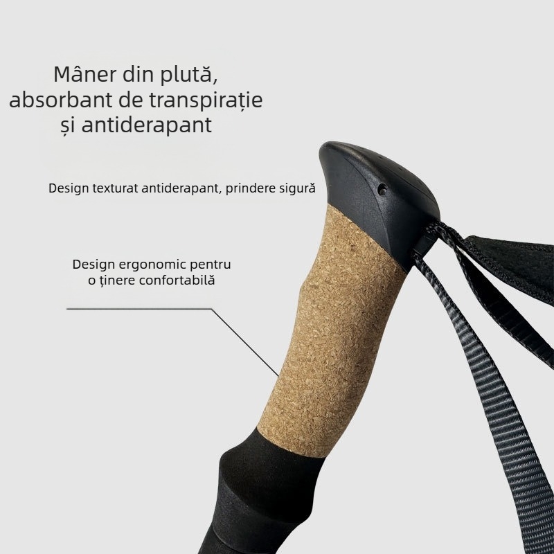 Bețe de trekking din aliaj de aluminiu 7075, bețe de mers pe jos, bastoane de mers pe jos, cu blocare externă, pentru călătorii în aer liber, pliabile cu cinci secțiuni, bețe de drumeție