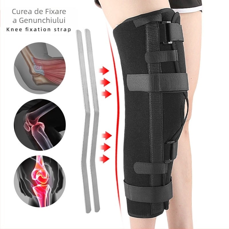 Atelă fixă pentru membrele inferioare, curea mare pentru picior, suport cu placă de oțel respirabilă, absorbantă a transpirației, stabilizează antrenamentul și protejează