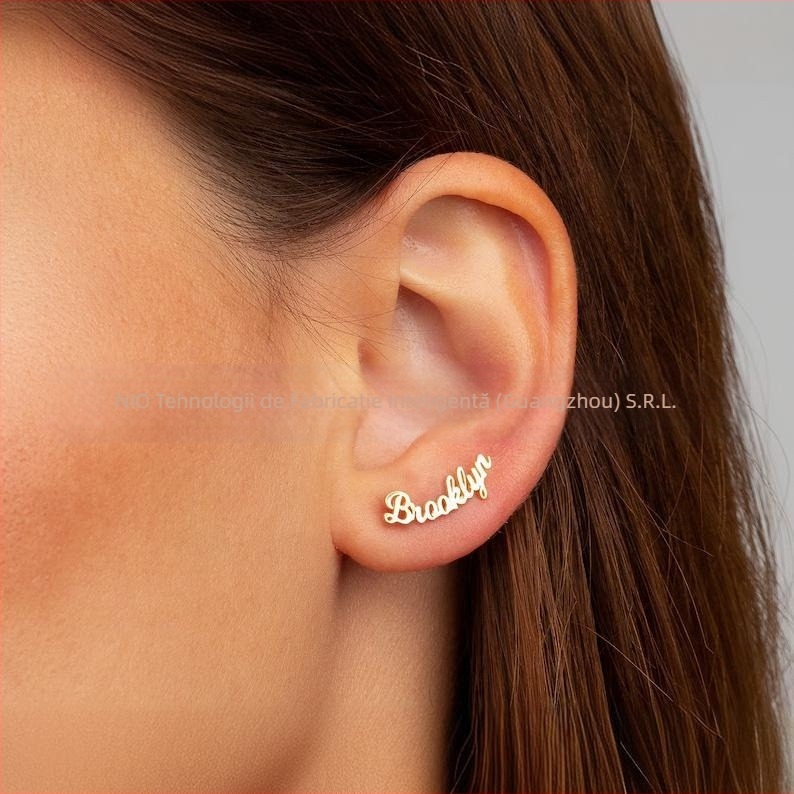 Cercei europeni și americani, de vânzare fierbinte, din argint 925, pentru femei, cu litere englezești DIY, cercei distinctivi de nișă avansată, nu se decolorează