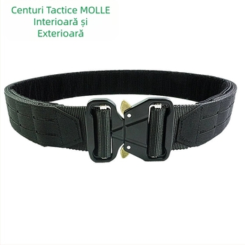 Centură tactică multifuncțională, centură de talie Molle în aer liber, pentru antrenament și serviciu, curea dublă din aliaj cu cataramă cu eliberare rapidă