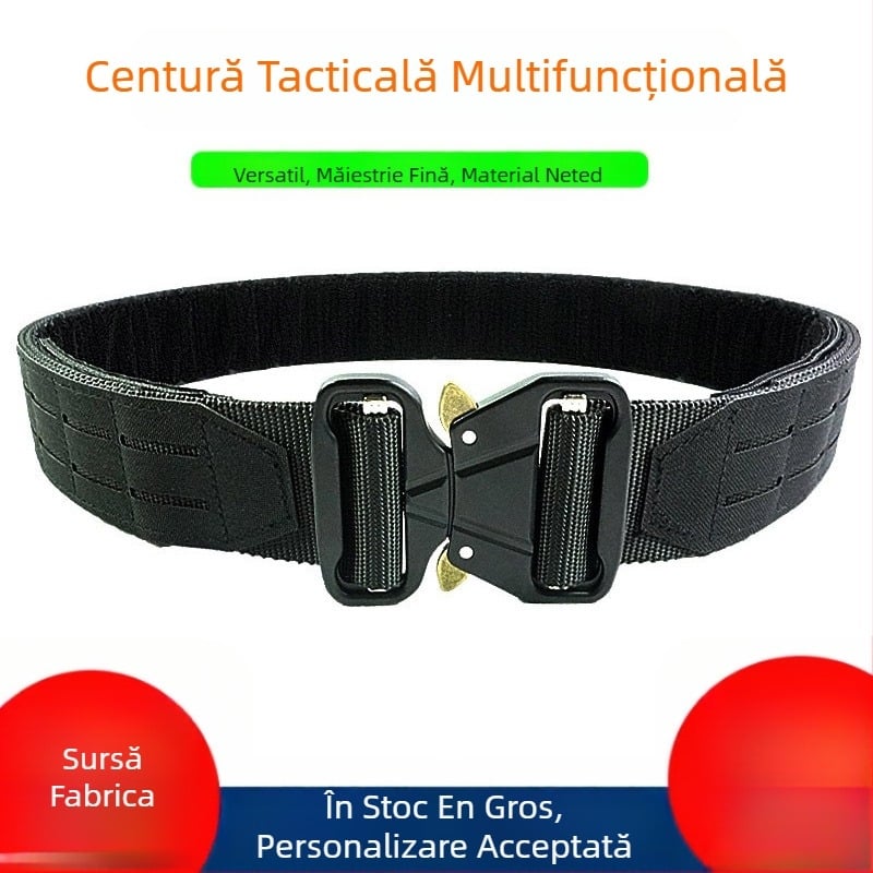 Centură tactică multifuncțională, centură de talie Molle în aer liber, pentru antrenament și serviciu, curea dublă din aliaj cu cataramă cu eliberare rapidă