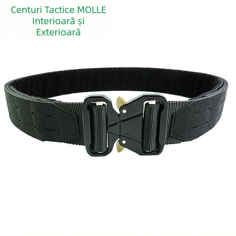 Centură tactică multifuncțională, centură de talie Molle în aer liber, pentru antrenament și serviciu, curea dublă din aliaj cu cataramă cu eliberare rapidă