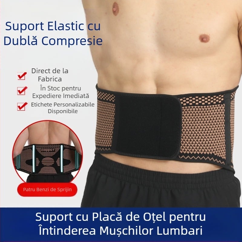 Centură de talie pentru ridicare de greutăți, protecție pentru talie fixă, fără manșon de compresie, talie deadlift, susținere profundă, tricotată, genuflexiuni, sport, fibră de cupru