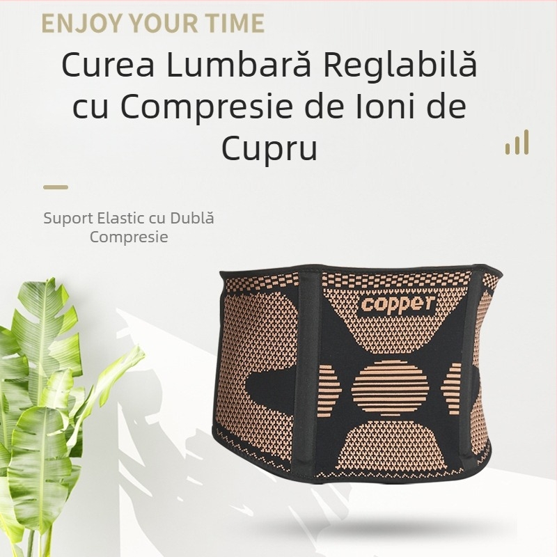 Centură de talie pentru ridicare de greutăți, protecție pentru talie fixă, fără manșon de compresie, talie deadlift, susținere profundă, tricotată, genuflexiuni, sport, fibră de cupru