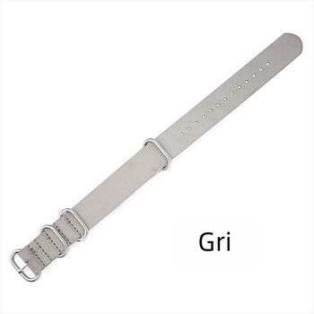 Curea din imitație de piele de vacă îngroșată, cataramă inelară rotundă groasă peste curea din piele NATO ZULU ZULU 18/20/22/24mm