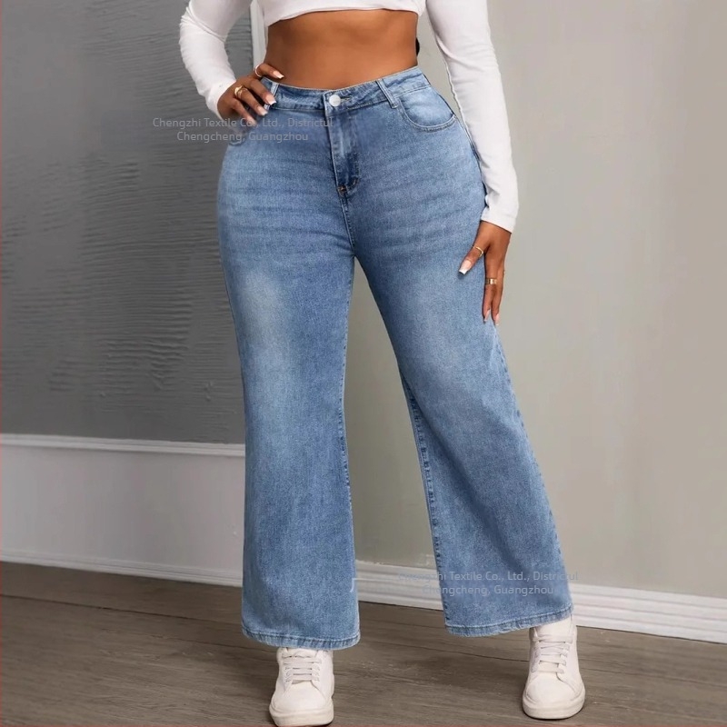 [Cu sinceritate] în stoc transfrontalier Amazon dorește Europa, America și eBay Pantaloni noi din denim pentru femei, mărime plus de Amazon