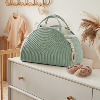 Coș de scutece pentru bebeluși, geantă de mână cu frânghie de bumbac, coș de scutece pentru nou-născuți, coș de depozitare pentru duș, coș de întâlnire pentru bebeluși, coș țesut pentru cadouri