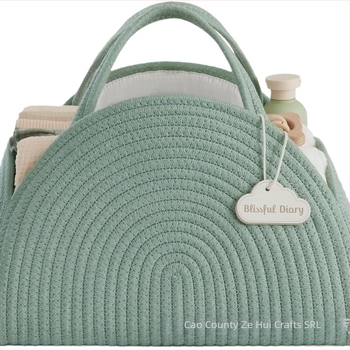 Coș de scutece pentru bebeluși, geantă de mână cu frânghie de bumbac, coș de scutece pentru nou-născuți, coș de depozitare pentru duș, coș de întâlnire pentru bebeluși, coș țesut pentru cadouri