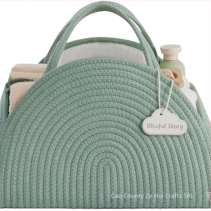 Coș de scutece pentru bebeluși, geantă de mână cu frânghie de bumbac, coș de scutece pentru nou-născuți, coș de depozitare pentru duș, coș de întâlnire pentru bebeluși, coș țesut pentru cadouri