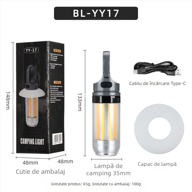 Nou portabil multifuncțional camping stil lumină dublă sursă de lumină lanternă două-în-unu atmosferă în aer liber cort lumină camping stil lumină