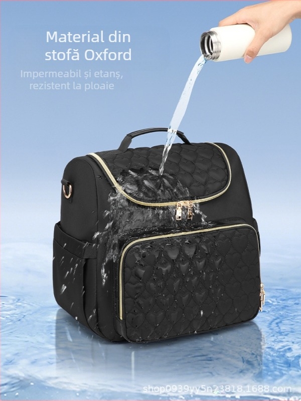 Geantă pentru mămici de mare capacitate, geantă pentru scutece, geantă pentru cărucior, geantă izolată pentru mamă și bebeluș, cu spațiu de depozitare pliabil pentru scutece inclus