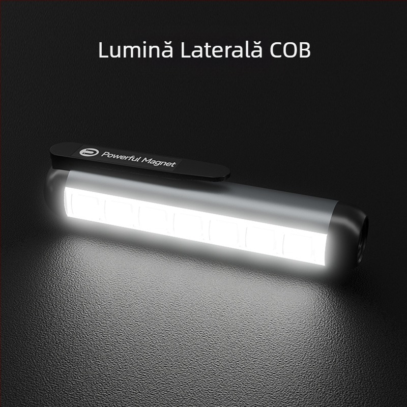 Lanternă magnetică reîncărcabilă, lumină puternică, portabilă, mică, ultra-luminoasă, cu rază lungă de acțiune, pentru exterior, acasă, iluminat, lumină de lucru