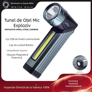 Lanternă transfrontalieră cu lumină puternică și lumină laterală reîncărcabilă de tip C Cob cu magnet, lanternă de lucru la colț de 90 de grade