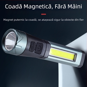 Lanternă transfrontalieră cu lumină puternică și lumină laterală reîncărcabilă de tip C Cob cu magnet, lanternă de lucru la colț de 90 de grade