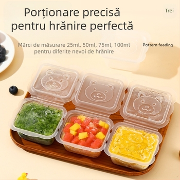 Cutie pentru suplimente alimentare pentru ursuleți, depozitare congelată și proaspătă, cutie portabilă de ambalare a fructelor mini pentru alimente pentru bebeluși