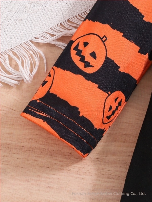 Comerț exterior primăvară-vară 2025 Halloween pentru sugari și copii îmbrăcăminte salopă cu desene animate imprimate cu litere cu mânecă lungă costum de crawl