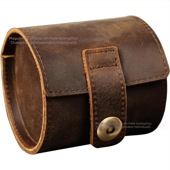 Geantă de depozitare pentru ceasuri de călătorie din piele naturală transfrontalieră, agrement în aer liber, geantă portabilă, durabilă și impermeabilă pentru cosmetice pentru un singur ceas