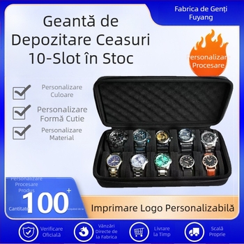 Cutie de depozitare pentru ceasuri cu 10 sloturi, cutie de ambalare portabilă anti-cădere pentru ceasuri mecanice, cutie cadou pentru ceas inteligent