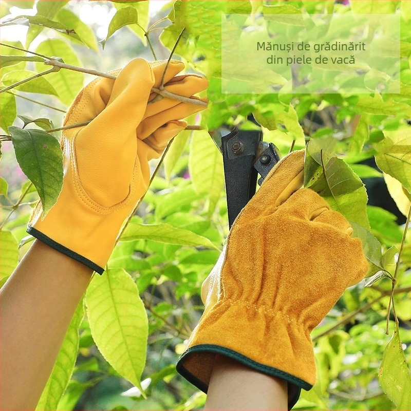 Mănuși de grădină personalizate din piele de vacă, mănuși de protecție a muncii din piele de vacă Amazon transfrontalieră, rezistente la perforare și uzură