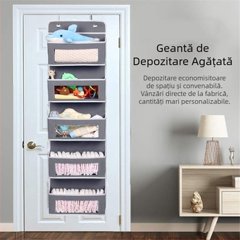 Noua geantă suspendată de la Amazon, montată pe ușă, cu mai multe straturi din material textil, geantă suspendată de perete pentru gustări și haine, geantă de depozitare multifuncțională