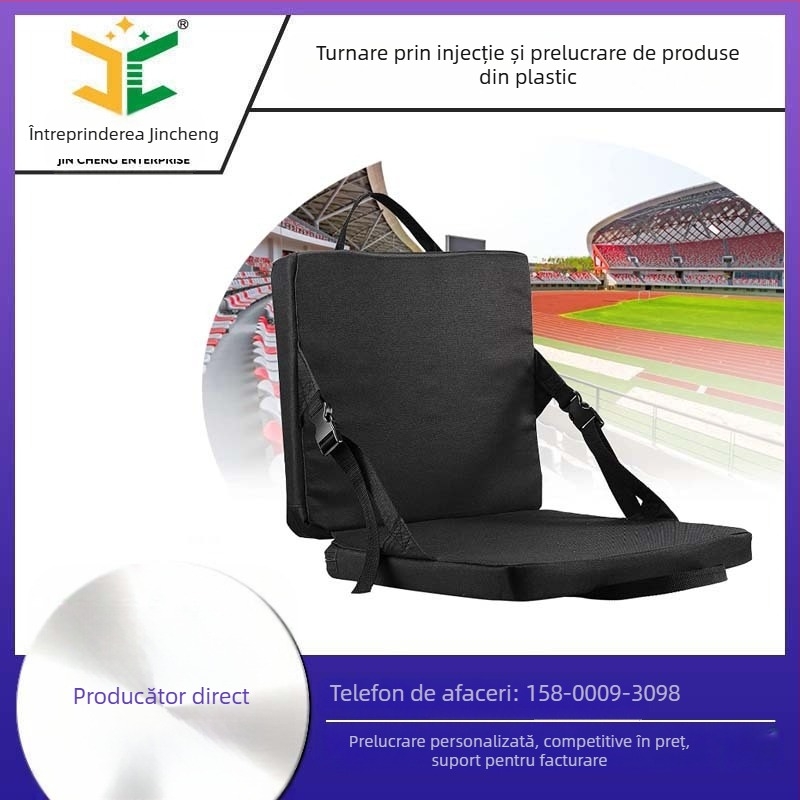 Scaun portabil de stadion potrivit pentru tribune. Tribună portabilă cu suport pentru spate. Pernă cu spătar.