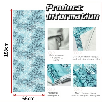 Prosop de yoga din microfibră, absorbant de transpirație, cu imprimeu în colțuri, lavabil la mașină, portabil, cu uscare rapidă, igienic, pentru sport și fitness