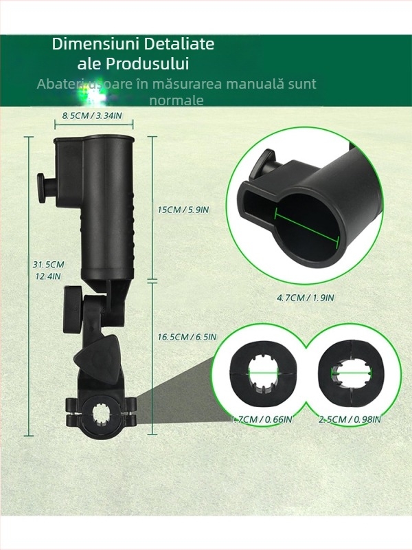 Suport pentru umbrelă de golf, suport negru din plastic pentru umbrelă, unghi reglabil, tub pentru umbrelă de golf, accesorii, consumabile