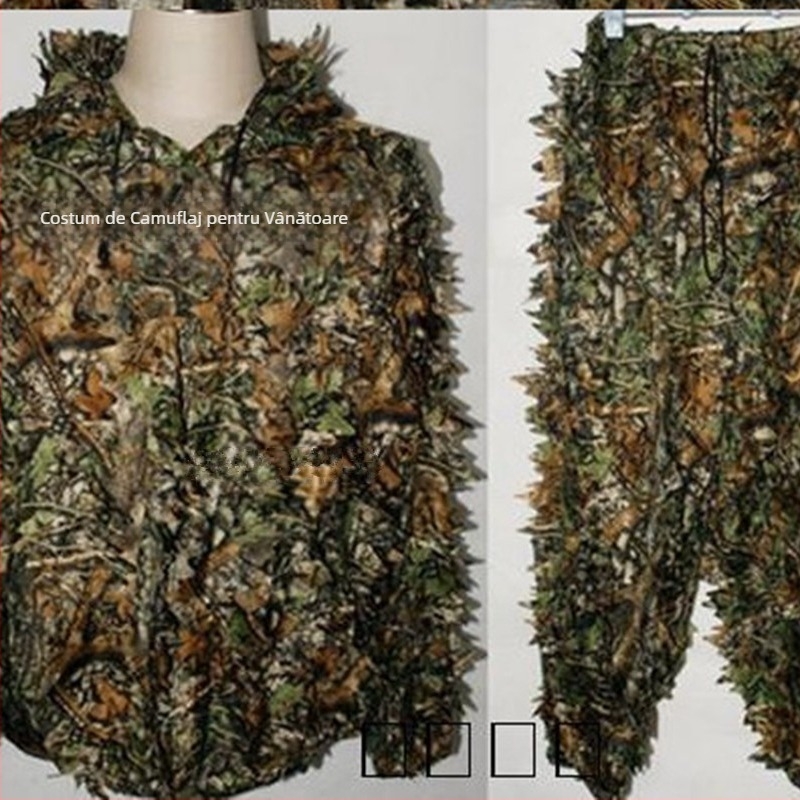Îmbrăcăminte de aer condiționat 3D, camuflaj cu frunze bionic, pelerină în stil camuflaj, pădure de război, îmbrăcăminte tactică multifuncțională și ușoară