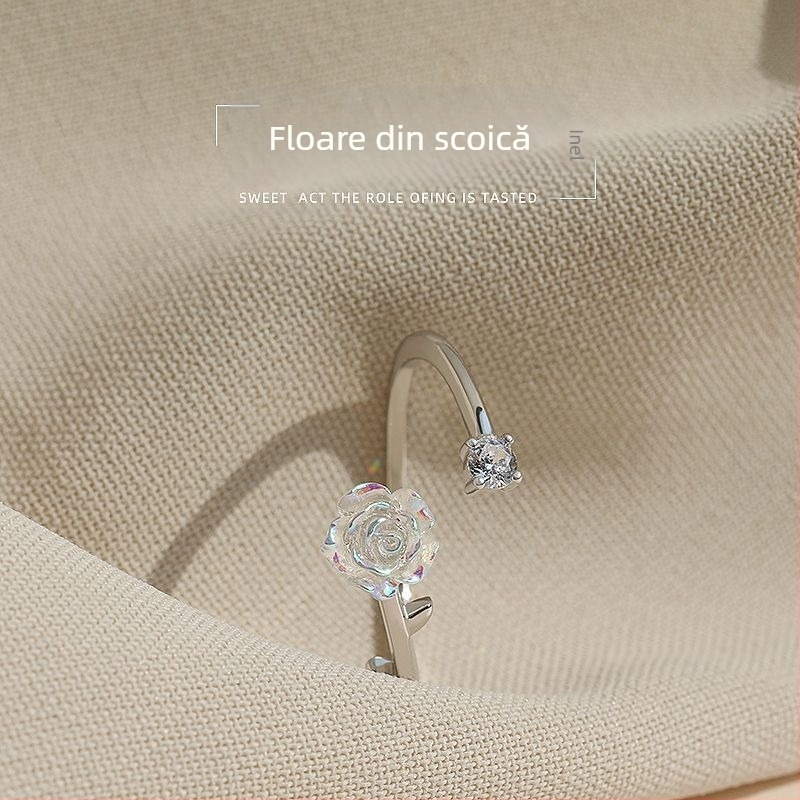 Inel francez delicat ~ Camellia, inel feminin cu design de nișă de înaltă calitate, inel de lux ușor, stil Chanel, deschis, retro