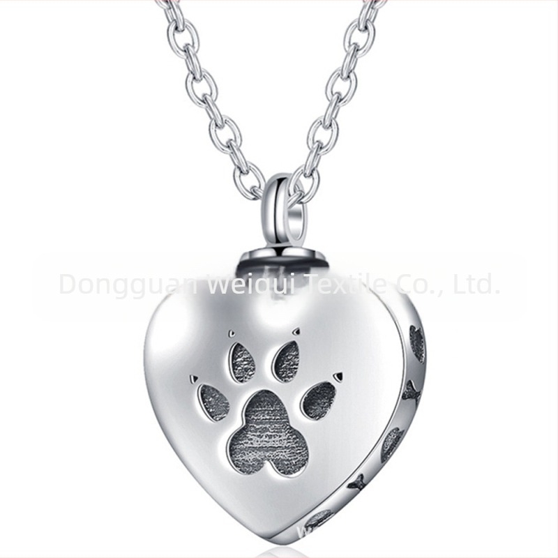 Sticlă de parfum personalizată din oțel inoxidabil cu amprentă de labă de câine pentru bărbați și femei colier comemorativ în formă de inimă pentru animale de companie, pandantiv urnă