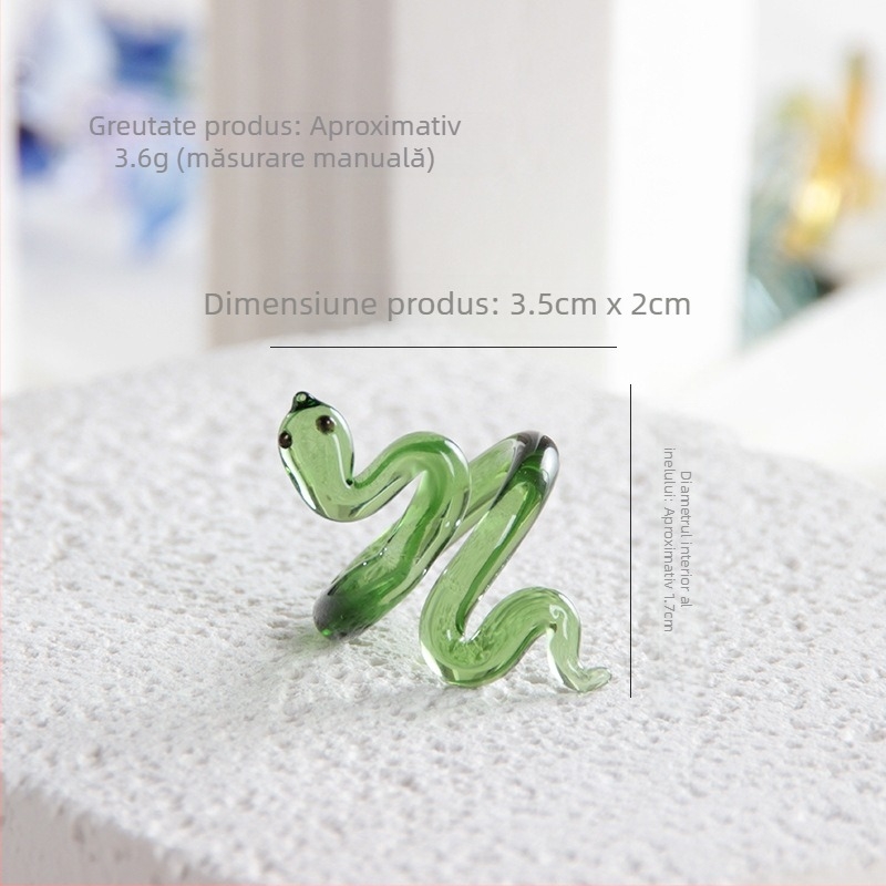 Zibo sticlă cristal inel Zodiac șarpe bijuterii din sticlă artizanat cadou design lucrat manual Sense Small Internet Celebrant