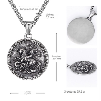 Colier cu pandantiv Dragon Slaying Warrior Hip-Hop pentru bărbați, bijuterii europene și americane INS, accesorii punk, comerț exterior nou