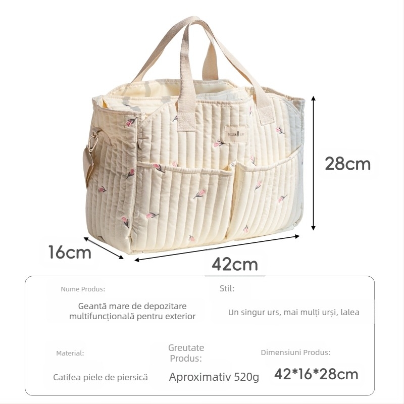 Geantă de scutece multifuncțională pentru mami, tip crossbody, tip sac de mare capacitate pentru bebeluși, plimbare cu mamă, geantă de mână
