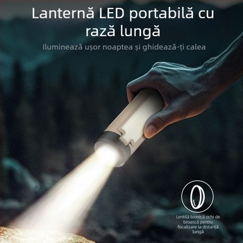 Lampă de camping în aer liber, reîncărcabilă prin USB, pliabilă, cu lanternă de urgență, portabilă, cu lumină ambientală