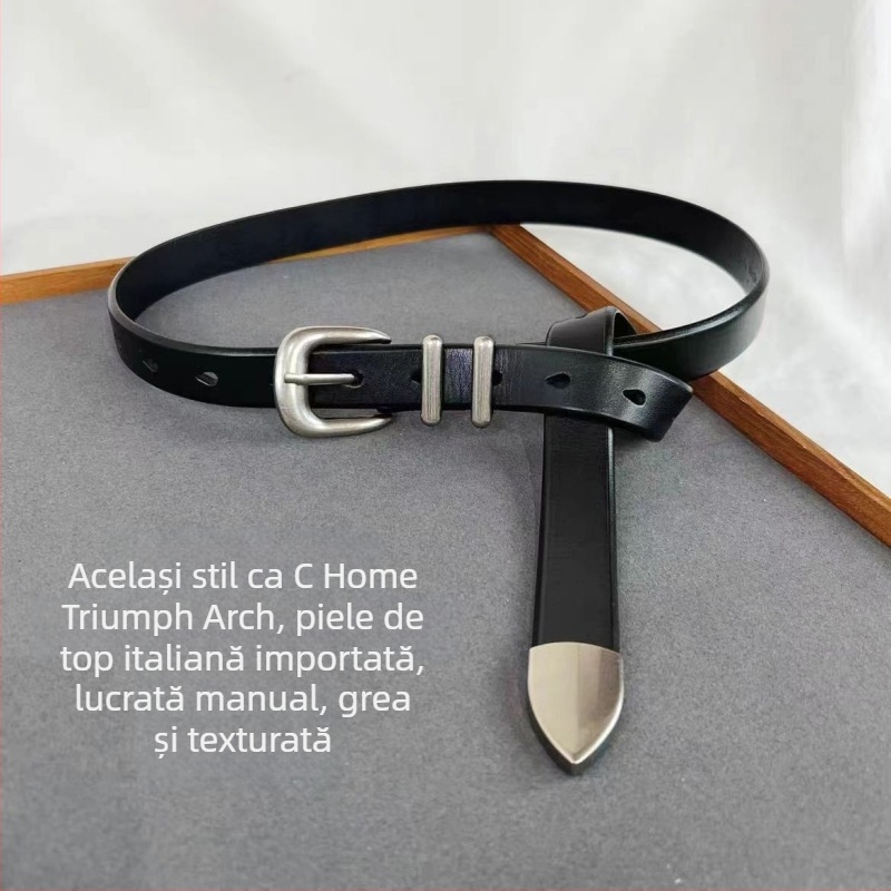 Curea bărbătească din piele de vacă pură, curea de înaltă calitate, din piele naturală, cataramă simplă din argint, la modă, cool, unisex, curea pentru pantaloni