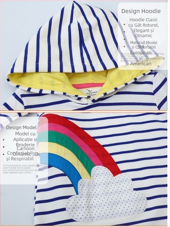 Hanorac în stil european și american, îmbrăcăminte pentru copii, pulover nou pentru fete cu pălărie, producători transfrontalieri, en-gros, pulover pentru fete cu mânecă lungă