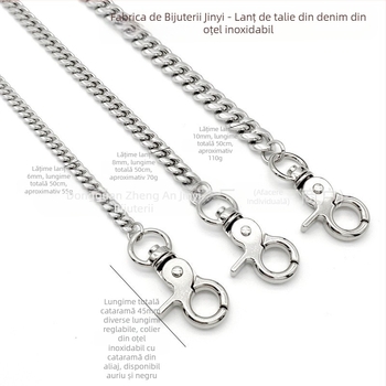 Lanț de șlefuit hip hop, personalitate europeană și americană, lanț de oțel titan, lanț de locomotivă, lanț de pantaloni, lanț de vânt decorat, lanț pentru bărbați, en-gros