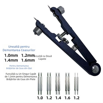 Instrumente de reparare ceasuri, Clește pentru urechi, Îndepărtare în formă de V, Clește pentru curele de ceas, Set de 10 ace pentru urechi, Clește pentru urechi 6825, Instrument de îndepărtare a ceasurilor