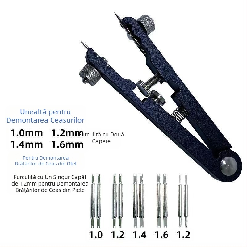 Instrumente de reparare ceasuri, Clește pentru urechi, Îndepărtare în formă de V, Clește pentru curele de ceas, Set de 10 ace pentru urechi, Clește pentru urechi 6825, Instrument de îndepărtare a ceasurilor
