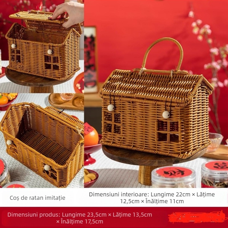 Coreea de Sud Ins lucrat manual țesut creativ casă mică Rattan țesut picnic coș de depozitare nuntă domnișoară de onoare mână mână cadou cutie