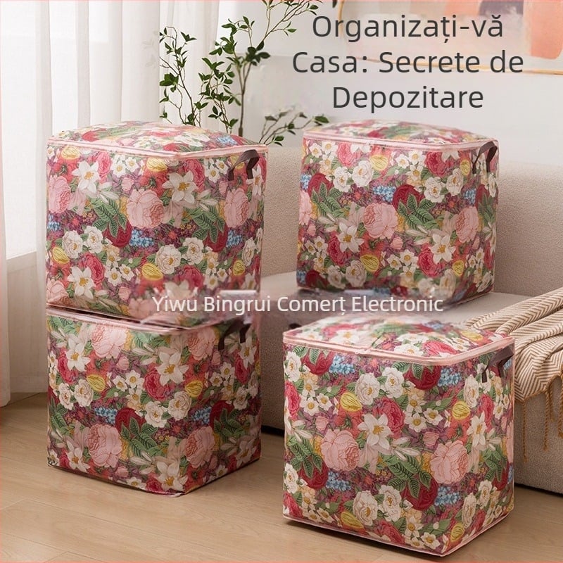 Geantă de depozitare pentru flori, geantă de depozitare florală, cu fermoar dublu, pentru haine, depozitare cu pilotă, impermeabilă și rezistentă la umiditate, geantă de mână îngroșată