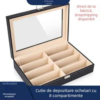 Cutie de depozitare pentru călătorii transfrontaliere, vânzare fierbinte, cu 8 compartimente, ochelari de soare, cutie din piele antică, cutie de ceas lucrată manual, en-gros