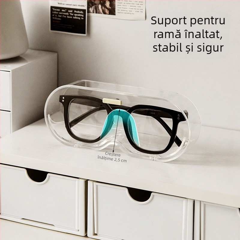 FaSoLa suport de afișare a ochelarilor, montat pe perete, ochelari de soare pentru miopie, cutie de ochelari de soare, cutie portabilă transparentă rezistentă la praf, pentru depozitarea ochelarilor