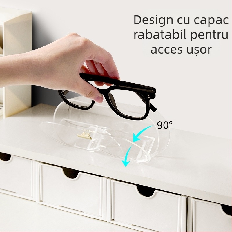 FaSoLa suport de afișare a ochelarilor, montat pe perete, ochelari de soare pentru miopie, cutie de ochelari de soare, cutie portabilă transparentă rezistentă la praf, pentru depozitarea ochelarilor
