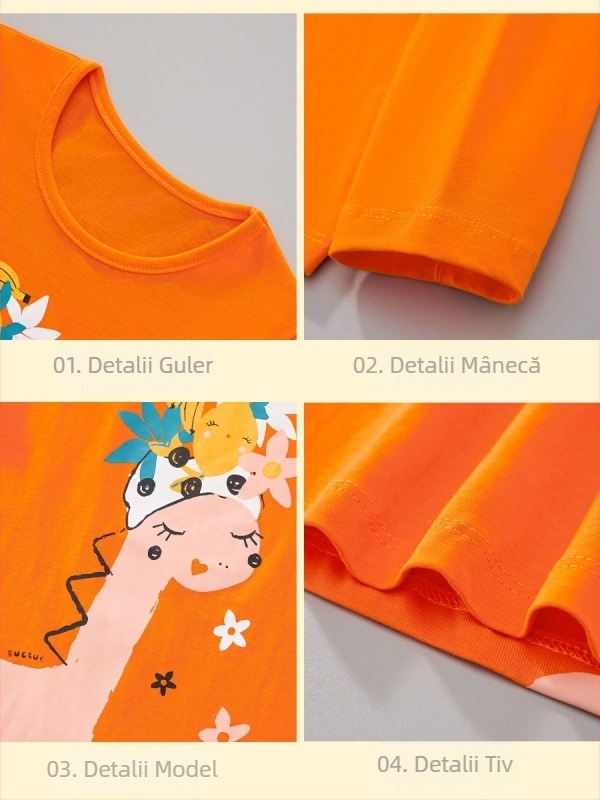 Tricou cu mânecă lungă imprimat cu desene animate pentru fete littlebitty, toamnă, stil european și american, tricou de bază pentru copii