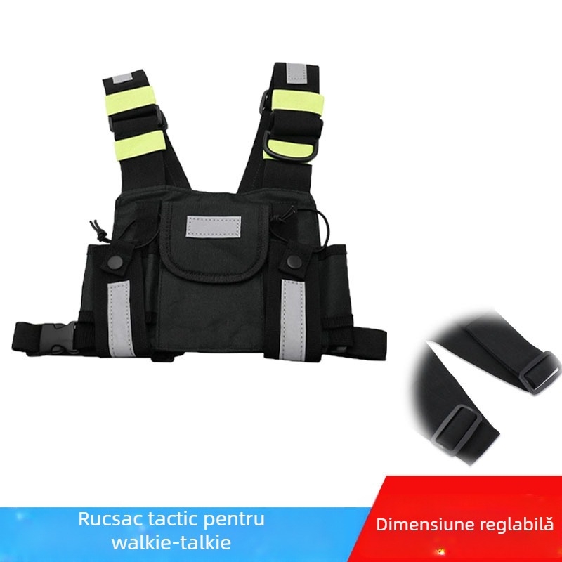 Geantă tactică interfon, geantă de piept personalizată, pentru serviciu în aer liber, geantă de piept CS, husă de protecție multifuncțională reflectorizantă