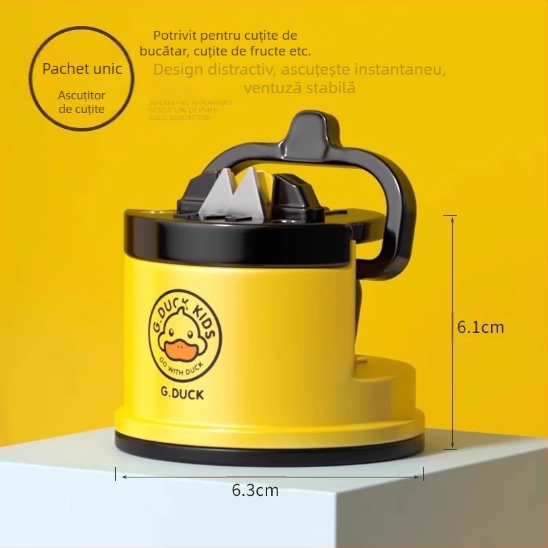 Mică rățușcă galbenă cuțit ascuțitor instrument piatră de ascuțit cuțit rapid de uz casnic complet automat ventuză cuțit de bucătărie foarfece instrument