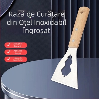 Lopata din oțel inoxidabil, lamă de curățare, lopata de ciment, răzuitor, instrument de decor pentru piele de perete, mâner din lemn rezistent, lopata mică